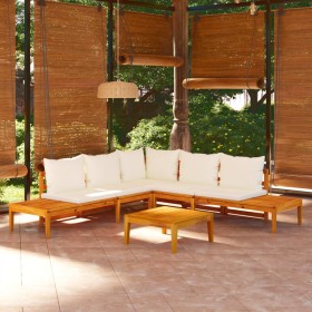 Set muebles de jardín 4 pzas cojines crema madera de acacia de vidaXL, Conjuntos de jardín - Ref: Foro24-3087266, Precio: 674...