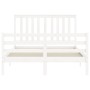 White solid wood bed frame with headboard 140x200 cm by vidaXL, Beds and slatted bases - Ref: Foro24-3194247, Price: 131,30 €...