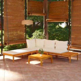 Muebles de jardín 3 pzas con cojines crema madera de acacia de vidaXL, Conjuntos de jardín - Ref: Foro24-3087264, Precio: 528...