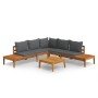 Set muebles de jardín 4 pzas cojines gris oscuro madera acacia de vidaXL, Conjuntos de jardín - Ref: Foro24-3087267, Precio: ...