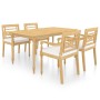 Garden dining set 5 pieces solid teak and cushions by vidaXL, Garden sets - Ref: Foro24-3087041, Price: 680,96 €, Discount: %