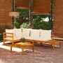 Set muebles de jardín 4 pzas cojines crema madera de acacia de vidaXL, Conjuntos de jardín - Ref: Foro24-3087276, Precio: 567...