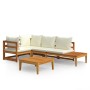 Set muebles de jardín 4 pzas cojines crema madera de acacia de vidaXL, Conjuntos de jardín - Ref: Foro24-3087276, Precio: 567...