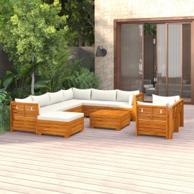 Garden furniture 10 pieces with cushions solid acacia wood by vidaXL, Garden sets - Ref: Foro24-3087294, Price: 1,00 €, Disco...