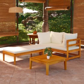 Garden furniture 3 pieces with cream acacia wood cushions by vidaXL, Garden sets - Ref: Foro24-3087278, Price: 340,99 €, Disc...