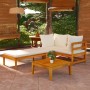 Muebles de jardín 3 pzas con cojines crema madera de acacia de vidaXL, Conjuntos de jardín - Ref: Foro24-3087278, Precio: 340...