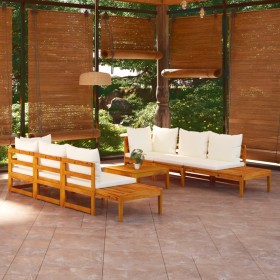 Set muebles de jardín 5 pzas cojines crema madera de acacia de vidaXL, Conjuntos de jardín - Ref: Foro24-3087274, Precio: 826...