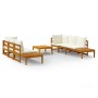 Set muebles de jardín 5 pzas cojines crema madera de acacia de vidaXL, Conjuntos de jardín - Ref: Foro24-3087274, Precio: 858...