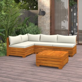 Garden furniture 5 pieces with cushions solid acacia wood by vidaXL, Garden sets - Ref: Foro24-3087303, Price: 682,03 €, Disc...