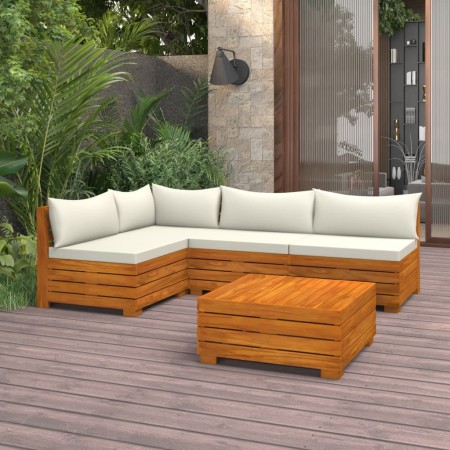 Garden furniture 5 pieces with cushions solid acacia wood by vidaXL, Garden sets - Ref: Foro24-3087303, Price: 681,25 €, Disc...