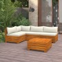 Muebles de jardín 5 piezas con cojines madera maciza de acacia de vidaXL, Conjuntos de jardín - Ref: Foro24-3087303, Precio: ...