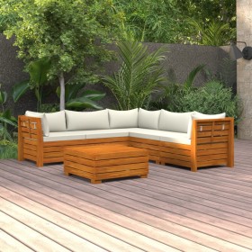 Muebles de jardín 6 piezas con cojines madera maciza de acacia de vidaXL, Conjuntos de jardín - Ref: Foro24-3087292, Precio: ...