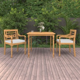 3-piece garden dining set and solid teak wood cushions by vidaXL, Garden sets - Ref: Foro24-3087035, Price: 422,99 €, Discoun...