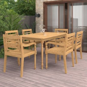 Conjunto de comedor de jardín 7 piezas madera maciza de teca de vidaXL, Conjuntos de jardín - Ref: Foro24-3087040, Precio: 90...