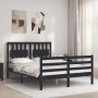 Bed frame with black solid wood headboard 140x190 cm by vidaXL, Beds and slatted bases - Ref: Foro24-3194295, Price: 165,99 €...