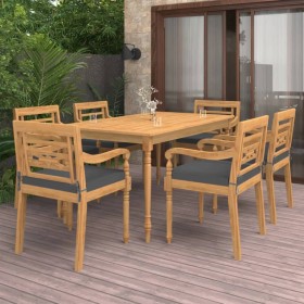 Garten-Essgruppe 7-teilig aus massivem Teakholz und Kissen von vidaXL, Gartensets - Ref: Foro24-3087044, Preis: 887,99 €, Rab...