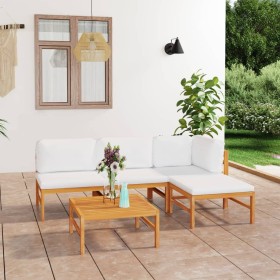 Garden furniture set 5 pieces teak wood and cream cushions by vidaXL, Garden sets - Ref: Foro24-3087196, Price: 441,99 €, Dis...