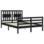 Bed frame with black solid wood headboard 140x190 cm by vidaXL, Beds and slatted bases - Ref: Foro24-3194295, Price: 165,99 €...