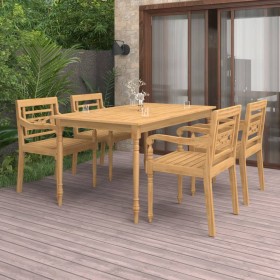 Garden dining set 5 pieces solid teak wood by vidaXL, Garden sets - Ref: Foro24-3087039, Price: 643,66 €, Discount: %