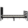 Bed frame with black solid wood headboard 140x190 cm by vidaXL, Beds and slatted bases - Ref: Foro24-3194295, Price: 165,99 €...