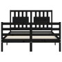 Bed frame with black solid wood headboard 140x190 cm by vidaXL, Beds and slatted bases - Ref: Foro24-3194295, Price: 165,99 €...