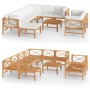 Set de muebles de jardín 10 pzas madera de teca y cojines crema de vidaXL, Conjuntos de jardín - Ref: Foro24-3087226, Precio:...