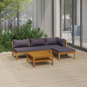 5-piece garden furniture set with cushions, made of solid acacia wood. by vidaXL, Garden sets - Ref: Foro24-3086894, Price: 5...