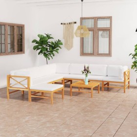 Garden furniture set 9 pieces teak wood and cream cushions by vidaXL, Garden sets - Ref: Foro24-3087234, Price: 911,99 €, Dis...