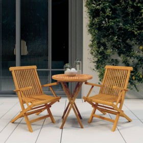 3-piece garden dining set solid teak wood by vidaXL, Garden sets - Ref: Foro24-3087187, Price: 252,43 €, Discount: %