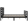 Double bed frame with black solid wood headboard by vidaXL, Beds and slatted bases - Ref: Foro24-3194675, Price: 139,48 €, Di...