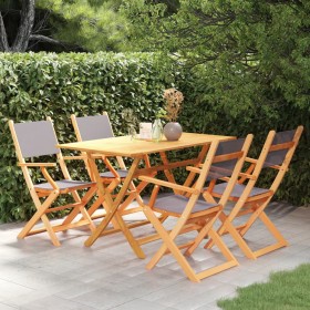 Garden dining set 5 pieces solid wood eucalyptus gray by vidaXL, Garden sets - Ref: Foro24-3086956, Price: 273,99 €, Discount: %