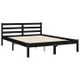 Double bed frame with black solid wood headboard by vidaXL, Beds and slatted bases - Ref: Foro24-3194675, Price: 139,48 €, Di...