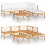 Garden furniture set 6 pieces teak wood and cream cushions by vidaXL, Garden sets - Ref: Foro24-3087240, Price: 531,26 €, Dis...