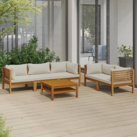 Garden furniture 6 pcs cream cushions solid acacia wood by vidaXL, Garden sets - Ref: Foro24-3086935, Price: 838,99 €, Discou...