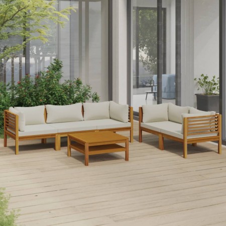 Garden furniture 6 pcs cream cushions solid acacia wood by vidaXL, Garden sets - Ref: Foro24-3086935, Price: 911,57 €, Discou...