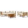 Garden furniture 6 pcs cream cushions solid acacia wood by vidaXL, Garden sets - Ref: Foro24-3086935, Price: 911,57 €, Discou...