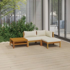 4-piece garden furniture set with solid acacia cream cushion by vidaXL, Garden sets - Ref: Foro24-3086925, Price: 411,99 €, D...