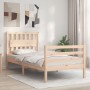 Bed frame with solid wood headboard 90x200 cm by vidaXL, Beds and slatted bases - Ref: Foro24-3194296, Price: 104,10 €, Disco...