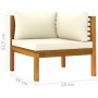 Set de muebles de jardín 4 pzas con cojín crema acacia maciza de vidaXL, Conjuntos de jardín - Ref: Foro24-3086925, Precio: 4...