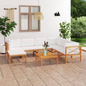 8-piece teak wood garden furniture set with cream cushions by vidaXL, Garden sets - Ref: Foro24-3087224, Price: 825,99 €, Dis...