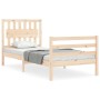 Bed frame with solid wood headboard 90x200 cm by vidaXL, Beds and slatted bases - Ref: Foro24-3194296, Price: 104,10 €, Disco...