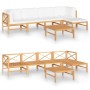 Set de muebles de jardín 6 pzas madera de teca y cojines crema de vidaXL, Conjuntos de jardín - Ref: Foro24-3087242, Precio: ...