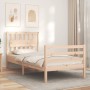 Bed frame with solid wood headboard 90x200 cm by vidaXL, Beds and slatted bases - Ref: Foro24-3194296, Price: 104,10 €, Disco...