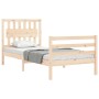 Bed frame with solid wood headboard 90x200 cm by vidaXL, Beds and slatted bases - Ref: Foro24-3194296, Price: 104,10 €, Disco...