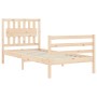 Bed frame with solid wood headboard 90x200 cm by vidaXL, Beds and slatted bases - Ref: Foro24-3194296, Price: 104,10 €, Disco...