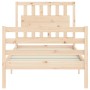 Bed frame with solid wood headboard 90x200 cm by vidaXL, Beds and slatted bases - Ref: Foro24-3194296, Price: 104,10 €, Disco...