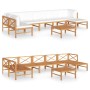 Garden furniture set 8 pieces teak wood and cream cushions by vidaXL, Garden sets - Ref: Foro24-3087254, Price: 766,99 €, Dis...