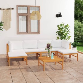 Garden furniture set 7 pieces teak wood and cream cushions by vidaXL, Garden sets - Ref: Foro24-3087236, Price: 642,98 €, Dis...