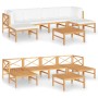 Garden furniture set 7 pieces teak wood and cream cushions by vidaXL, Garden sets - Ref: Foro24-3087236, Price: 645,99 €, Dis...