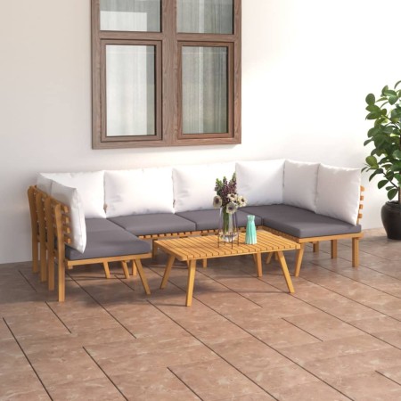 Garden furniture 7 pieces with cushions solid acacia wood by vidaXL, Garden sets - Ref: Foro24-3087024, Price: 523,95 €, Disc...